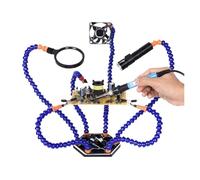 The Third Hand Six-Claw Universal Hose Aluminum Alloy Base Welding Auxiliary Fixing Fixture Welding Station Soldering Iron Soldering Maintenance Operating Table(Fourinoneblue)