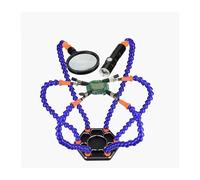 The Third Hand Six-Claw Universal Hose Aluminum Alloy Base Welding Auxiliary Fixing Fixture Welding Station Soldering Iron Soldering Maintenance Operating Table(Three-in-oneblue)
