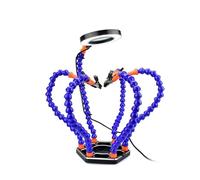 The Third Hand Six-Claw Universal Hose Aluminum Alloy Base Welding Auxiliary Fixing Fixture Welding Station Soldering Iron Soldering Maintenance Operating Table(Magnifyingglasslampblue)