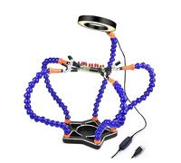 The Third Hand Soldering PCB Holder 5Pcs Flexible Helping Hands 3X USB Magnifying Glass Table Lamp Soldering Station DIY Welding Tool (Color : STAR5L-BE9, Size : 3X_55MM)