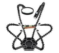 The Third Hand Soldering Station Fixture PCB Circuit Board Soldering Tool Electric Iron Welding Station Auxiliary Bracket Holder Universal Fixture(6claw+smokefan[Black])