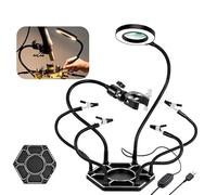 The Third Hand Soldering Third Hand Tool Hot Air Gun Stand with Welding Tip Cleaning Ball 3X LED Illuminated Magnifier PCB Holder (Color : 7L-B Welding Holder, Size : 3X)