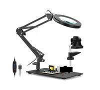 The Third Hand Soldering Work Station with 5PC Magnetic Flexible Arm PCB Clip 5X LED Illuminated Magnifier Welding Helping Hands Tool (Color : N-1PC-XS, Size : DC 5V)