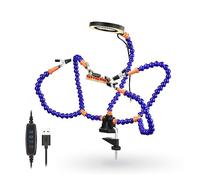 The Third Hand Table Clamp Soldering Helping Hands Third Hand Tool Soldering Station USB 3X Illuminated Magnifier Welding Repair Tool (Color : Blue 3X Magnifier, Size : 3X_55MM)