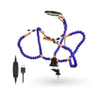 The Third Hand Table Clamp Soldering Third Hand with 3X USB Magnifier LED Light 5Pcs Flexible Arms PCB Holder Welding Repair Tool (Color : SN5SB-USB)
