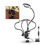 The Third Hand Third Hand 3X Magnifying Glass LED Lamp Soldering Stations 5Pcs Universal Pipe Metal Base Desktop Clip Repair Tool (Color : T-SS5L-BK9, Size : DC 5V 2A)