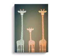 The Three Giraffes Canvas Print | Gallery Wrapped 30mm Frame Wall Art | 30x20 inches | Ready to Hang | Modern Animal Picture | Living Room Bedroom Lounge Office