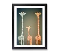 The Three Giraffes Framed Print | A4 Black Framed Wall Art | Ready to Hang | Modern Animal Picture | Living Room Bedroom Lounge Office