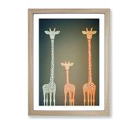 The Three Giraffes Framed Wall Art Print A2 Oak