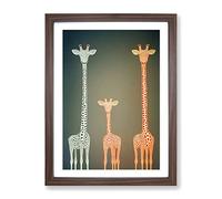 The Three Giraffes Framed Wall Art Print A2 Walnut