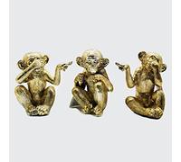The Three Wise Monkeys Gold Figurine Statue Ornament - See No Evil, Hear No Evil, Speak No Evil