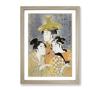 The Three Women By Kitagawa Utamaro Asian Japanese Framed Print | A4 Oak Framed Wall Art | Ready to Hang | Asian Nature Picture | Living Room Bedroom Lounge Office