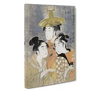 The Three Women by Kitagawa Utamaro Canvas Print | Gallery Wrapped 30mm Frame Wall Art | 30x20 inches | Ready to Hang | Modern People Picture | Living Room Bedroom Lounge Office