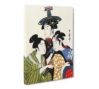 The Three Young Women By Kitagawa Utamaro Asian Japanese Canvas Wall Art Print Ready to Hang, Framed Picture for Living Room Bedroom Home Office Décor, 30x20 Inch (76x50 cm)