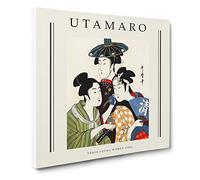 The Three Young Women By Kitagawa Utamaro Exhibition Museum Asian Japanese Canvas Wall Art Print Ready to Hang, Framed Picture for Living Room Bedroom Home Office Décor, 20x20 Inch (50x50 cm)