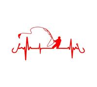 The Thrill Of Fishing You Don't Understand, Play Is Heartbeat Fishing Car Styling Interesting Decorative Stickers Interesting Decal Motorcycle Stickers(Red,25X11.5CM)