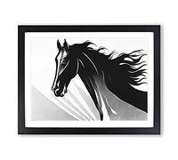 The Thrilling Horse Abstract Framed Print | A4 Black Framed Wall Art | Ready to Hang | Abstract Animal Picture | Living Room Bedroom Lounge Office