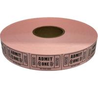 The Ticket Gurus-2000 Pink Admit One Single Roll Consecutively Numbered Raffle Tickets