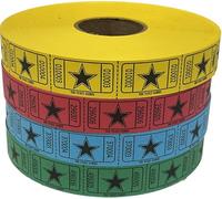 The Ticket Gurus-(4) Rolls of Star Tickets (2000ct per Single roll) Consecutively Numbered Raffle Tickets.Red/Blue/Yellow/Green
