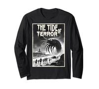 The Tide of Terror Giant Sea Monster Retro Horror Design Long Sleeve T-Shirt