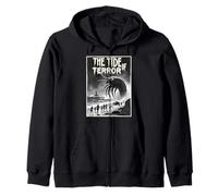 The Tide of Terror Giant Sea Monster Retro Horror Design Zip Hoodie