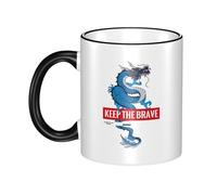 The Tide Of Tsing Lung Dual-Sided Edge-Color Ceramic Mug - Premium Handcrafted Ceramic Coffee Mug With Vibrant Full-Edge Printed Design, Smooth Rim & Ergonomic Arc Handle For Home, Office & Gifting