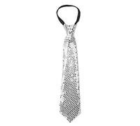 The Tie Co™ Adjustable Zip Fastening 34cm Glitter Sparkle Sequin Neck Tie (Silver)