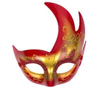 The Tie Co™ Deluxe Masquerade Mask - Feathered Venetian-Style Fancy Dress Mask for Halloween, Prom, Carnival, Party & Ball - Red/Gold