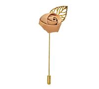 The Tie Co™ Flower With Leaf Fabric Flower Golden Lapel Pin Button Hole (Copper)