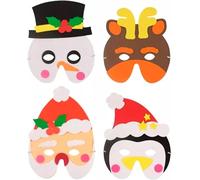 The Tie Co Foam Christmas Face Masks Holiday Dress-Up - Snowman, Reindeer, Santa & Penguin Designs for Xmas Parties & Festive Play