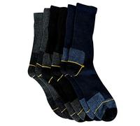 The Tie Co Men's Heavy Thermal Cotton 3-Pack Work Calf Socks with Reinforced Heel & Toe, Arch Support, Ribbed Cuff | Multi-Color (Black, Navy, Grey Heel) | UK 6-11 / EU 39-45