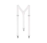 The Tie Co Mens Suspender Wide Heavy Duty Y Shape Elastic Braces Suspender Trouser Clips UK - White