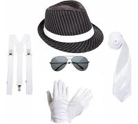 The Tie Co Michael Jackson MJ King of Pop Set - White Glove, Tie, Braces, Hat & Aviators