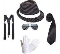 The Tie Co Michael Jackson MJ King of Pop Set - White Glove, Tie, Braces, Hat & Aviators