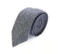 The Tie Co™ New Premium Collection 7cm Wide Wool Tweed Twill Tartan Herringbone Houndstooth Check Ties (15 Herringbone Blue/White)