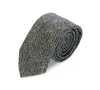 The Tie Co™ New Premium Collection 7cm Wide Wool Tweed Twill Tartan Herringbone Houndstooth Check Ties (12 Herringbone - b/w)