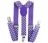 The Tie Co Polka Dot MultiColor Elastic Adjustable Mens Womens Suspenders Y-Shape Braces - Purple