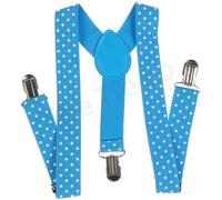 The Tie Co Polka Dot Suspender Wide Heavy Duty Y Shape Elastic Men Braces Suspender Clip on - Polka Dot_Aqua Blue