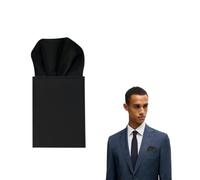 The Tie Co™ Pre-Folded Pocket Square - Plain Satin Solid Colour Round Top Hanky for Suit Jackets, Weddings & Formalwear - Black
