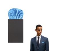 The Tie Co™ Pre-Folded Pocket Square - Plain Satin Solid Colour Round Top Hanky for Suit Jackets, Weddings & Formalwear - Aqua Blue