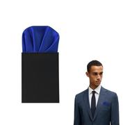 The Tie Co™ Pre-Folded Pocket Square - Plain Satin Solid Colour Round Top Hanky for Suit Jackets, Weddings & Formalwear - Royal Blue