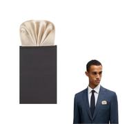 The Tie Co™ Pre-Folded Pocket Square - Plain Satin Solid Colour Round Top Hanky for Suit Jackets, Weddings & Formalwear - Champagne