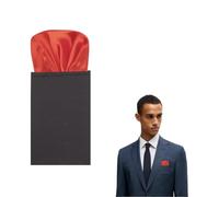 The Tie Co™ Pre-Folded Pocket Square - Plain Satin Solid Colour Round Top Hanky for Suit Jackets, Weddings & Formalwear - Red