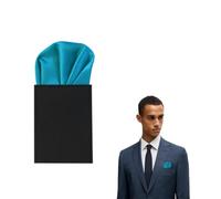 The Tie Co™ Pre-Folded Pocket Square - Plain Satin Solid Colour Round Top Hanky for Suit Jackets, Weddings & Formalwear - Teal