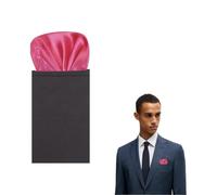 The Tie Co™ Pre-Folded Pocket Square - Plain Satin Solid Colour Round Top Hanky for Suit Jackets, Weddings & Formalwear - Hot Pink