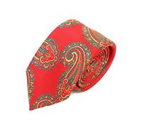 The Tie Co™ Premium Collection 7-9cm Wide Pattern Ties - Geometric, Aztec, Abstract & Repeated Designs (33 - Red with Green Paisley)