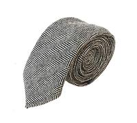 The Tie Co™ Premium Collection 7cm Wide Wool Tweed Twill Tartan Herringbone Houndstooth Check Ties (12 Herringbone - Black/White)