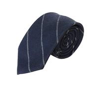 The Tie Co™ Premium Collection 7cm Wide Wool Tweed Twill Tartan Herringbone Houndstooth Check Ties (5 Stripe Weave - Navy)