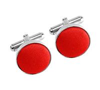 The Tie Co™ Premium Collection Classic Silver Metal Cufflinks (Bright Red)