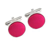 The Tie Co™ Premium Collection Classic Silver Metal Cufflinks (Deep Pink)